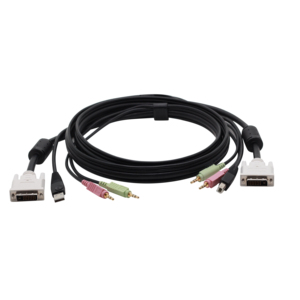 DVI-I 4-in-1 USB สเตอริโอ KVM VGA สายสลับ3.5MM 3-POLE ทองชุบปลั๊กวิดีโอพีวีซีใช้กับกล้องโปรเจคเตอร์ - Product Image 1