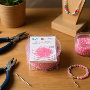 Perline Ilan Abalorios 6mm Rosa Chiaro Sfaccettate a Rondella 15g per Creazione di Gioielli - Product Image 3