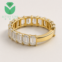 Bague Éternité Better Star en Or Jaune 14K 18K avec Diamant de Laboratoire Taille Émeraude Sertie Verticalement D VVS IGI Tendance pour Homme
