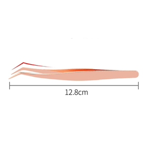 Pince à épiler pour extensions de cils en acier inoxydable, à angle personnalisé, pour volume, avec pointe dorée et manche argenté, 45 degrés - Product Image 5