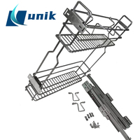 UNIK YC115 Tiroir coulissant de rangement de cuisine moderne en métal chromé avec roulement à billes, dissimulé et à fermeture amortie, pour bouteilles et épices