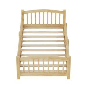 Lit au sol Montessori sans porte, taille double, en <span class=keywords><strong>bois</strong></span> massif naturel avec barrière tout autour, meubles de <span class=keywords><strong>chambre</strong></span> - Product Image 6