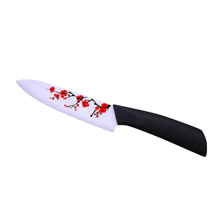 Çiçek baskılı seramik bıçak 6 "meyve bıçağı baskılı seramik bıçak