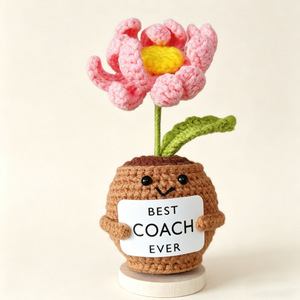 <span class=keywords><strong>Cactus</strong></span> en maceta en miniatura, tejido a mano, transfronterizo, con flores de hilo de lana, que transmiten emociones positivas, decoración de primavera - Product Image 3