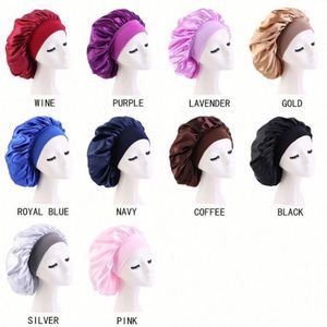 Bonnet en satin personnalisé avec logo, accessoires pour cheveux, bande élastique large, grande taille, bonnet de nuit pour femmes, usage quotidien et plage - Product Image 2