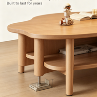 Table basse en bois massif en forme de nuage, table à thé moderne irrégulière à double niveau, table de salon en bois naturel pour la maison et l'appartement