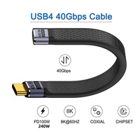 Câble USB4 FPC court Premium 2026 de 13 cm, 240 W PD3.1, transfert de données 40 Gbit/s, 8K60Hz, extension Type-C mâle vers femelle pour station d'accueil d'ordinateur portable