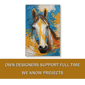 Peinture murale moderne, œuvre de plâtre de luxe pour projets, design sur mesure, peinture abstraite de cheval peinte à la main sur toile - Product Image 1