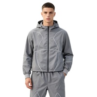 Ensemble de survêtement vintage pour homme avec logo personnalisé imprimé, veste à capuche et pantalon de jogging avec bandes réfléchissantes, uniforme d'équipe scolaire