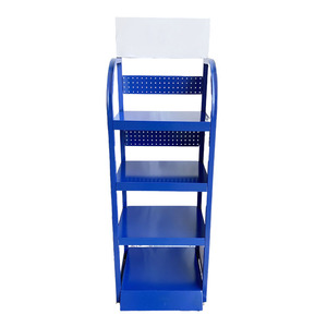 Présentoir à huile moteur métallique durable à 4 niveaux, revêtement poudré bleu, pour station-service et magasin automobile - Product Image 6