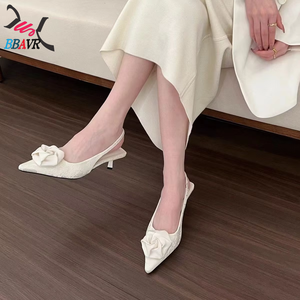 Sandalias de Tacón de Aguja con Diseño Floral para Mujer 2025, con Punta en Pico, Parte Superior de PVC y Entresuela de Cuero Genuino para Primavera/Verano - Product Image 3