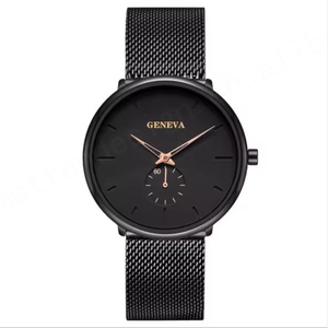 Geneva นาฬิกาผู้ชายสไตล์มินิมอลสายสเตนเลสตาข่ายแบบบางพิเศษสีฟ้า - Product Image 4