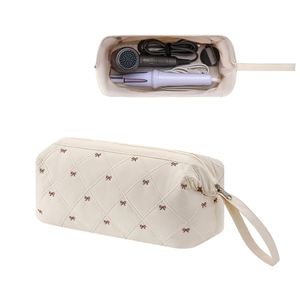 Grande Trousse de Voyage Matelassée Imperméable pour Outils Coiffure avec Motif Nœud – Étui de Rangement Organisé pour Accessoires de Coiffure - Product Image 1