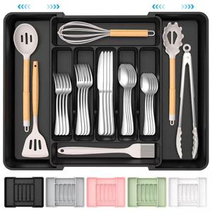 Organisateur de couverts M pour <span class=keywords><strong>tiroirs</strong></span> de cuisine, plateau extensible pour ustensiles avec <span class=keywords><strong>bloc</strong></span> à couteaux amovible, support pour couverts et argenterie - Product Image 3