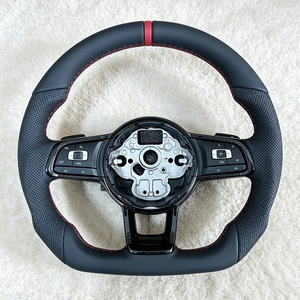 พวงมาลัยหุ้มหนังครึ่งวงแบบไม่มีปุ่ม R Line สำหรับรถยนต์ Volkswagen VW Golf 6 7 7.5 MK 6 7 7.5 GTE R Polo <span class=keywords><strong>GTI</strong></span> Polo Passat CC B8 <span class=keywords><strong>Jetta</strong></span> - Product Image 2