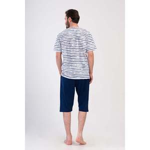Ensemble Capri vintage pour homme à manches courtes avec col rond, respirant et imprimé pour l'été - Product Image 1