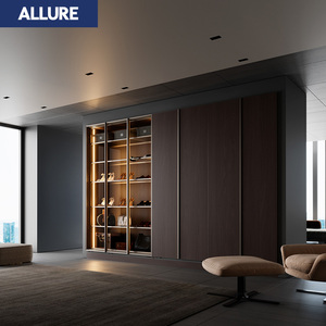 Armoire coulissante Allure, simple, chambre à coucher, mini, luxe, moderne, en bois, entièrement personnalisée, avec des étagères - Product Image 2