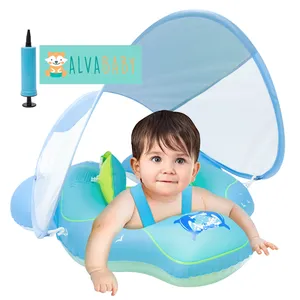 Alvababy Sản Xuất Inflatable Bé Bơi Float Với Mặt Trời Tán Bé Hồ Bơi Float Bơi Vòng