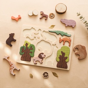Penjualan terlaris Montessori anak-anak kayu hewan Jigsaw Puzzle mainan kognitif cocok pendidikan EN71 disertifikasi untuk balita Prasekolah - Product Image 3