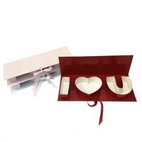 Lot de 5 boîtes pliables en carton réutilisables et remplissables pour fleurs et gâteaux, en forme de lettre « I Love You » pour la Saint-Valentin