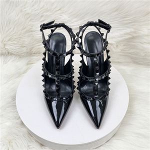 Nouvelles sandales d'été 2026 à talons hauts pour femmes, 12 cm, à bout pointu, talon aiguille, compensées, imperméables, rehaussantes, sexy, décorées de rivets - Product Image 4