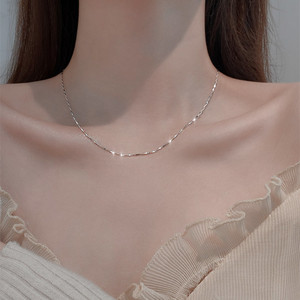 Collier pendentif FanKe tendance en argent sterling S925 avec chaîne à maillons, motifs lingot, graines de melon, vague d'eau, <span class=keywords><strong>gypsophile</strong></span>, os de serpent et croix - Product Image 3
