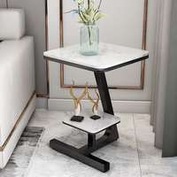 Table d'appoint carrée de luxe moderne pour salon d'hôtel, en acier inoxydable doré et marbre