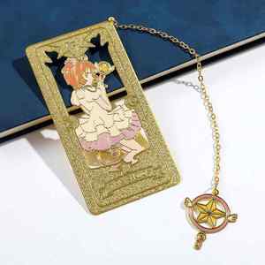 Marcapáginas metálico hueco transfronterizo de anime <span class=keywords><strong>Cardcaptor</strong></span> <span class=keywords><strong>Sakura</strong></span> con colgante metálico para estudiantes y material escolar - Product Image 2
