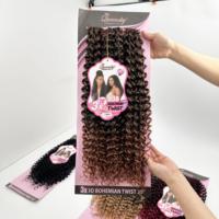 Superbe lot de 3x tresses Bohemia Twist de 20 pouces, 36 mèches/paquet, fibres premium pour crochet, douces et rebondissantes