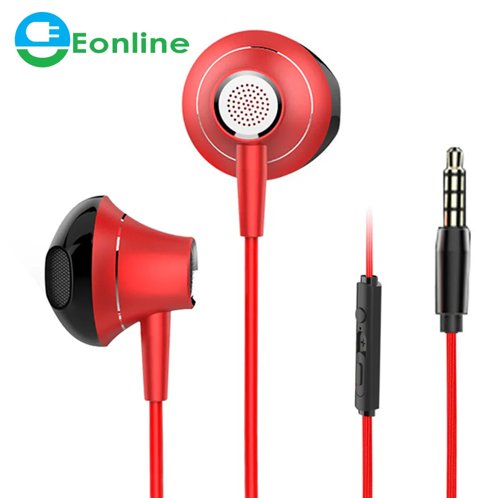 Eonline 3.5mm tip C kulaklık hibrid Pro HD kulak içi kulaklık örgülü kablolu 4D ağır bas metal dinamik kulaklık Mic ile telefon