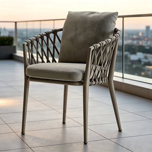Nordic Rope Rattan aluminum Waterproof Dinning <b>Chair</b> Patio Restaurant Aluminium <b>Stackable</b> Outdoor <b>Dining</b> <b>Chair</b> for Garden hotel - Product Image 2