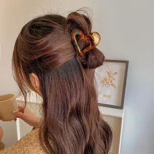 SongMay alla moda a forma di cuore fermaglio per capelli in acetato tinta unita accessori per bambini di lusso amore lisci fermagli per capelli per ragazza