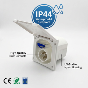 IP44 16A 230V CEE Camping <strong>Caravan</strong> <strong>Mains</strong> Flush Fit Hook up Extension Power Supply Mounting <strong>Plug</strong> Socket Inlet With Hinged Lid - Product Image 4
