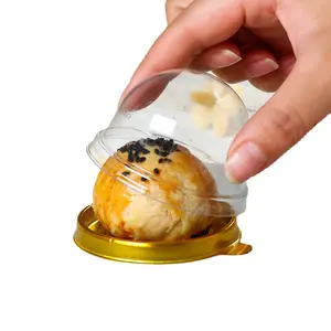 Egg yolk pastry packaging box single pack transparent round mooncake box snow maiden blister packaging tray box