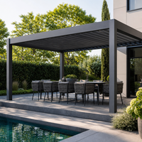 Pergola moderne en aluminium à lames orientables, résistante au vent, pour l'extérieur, série E, motorisée, gazebo de jardin, imperméable, 6063-T6, haute résistance