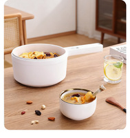 Casserole électrique domestique 1,5 L, 600 W, deux niveaux de chaleur, revêtement antiadhésif, avec pot en céramique et couvercle en verre trempé, certifiée CE