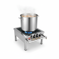 Cuisinière à gaz commerciale à trois brûleurs en acier inoxydable, autoportante, avec protection contre l'extinction de la flamme