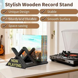 Wooden Vinyl <b>Record</b> Display Rack Foldable Now Playing Sign CD Storage Shelf Living Room Decor Multi Functional Portable <b>Stand</b> - Product Image 4