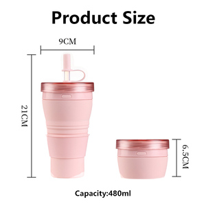 Tazza Pieghevole in Silicone per Alimenti, Antigoccia, Salvaspazio, Riutilizzabile, per Caffè, da Viaggio, Bottiglia d'Acqua Pieghevole - Product Image 2
