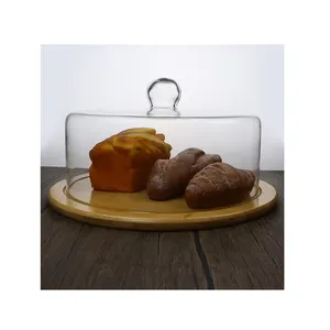 Support à gâteau en bois durable Offre Spéciale à usage de cuisine de 30cm avec dôme en verre en bois