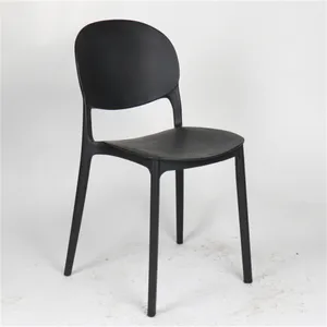 Factory Wholesale Morden Black Armless Backrest PP Dining Room Chairs Stackable Plastic Chair For Events