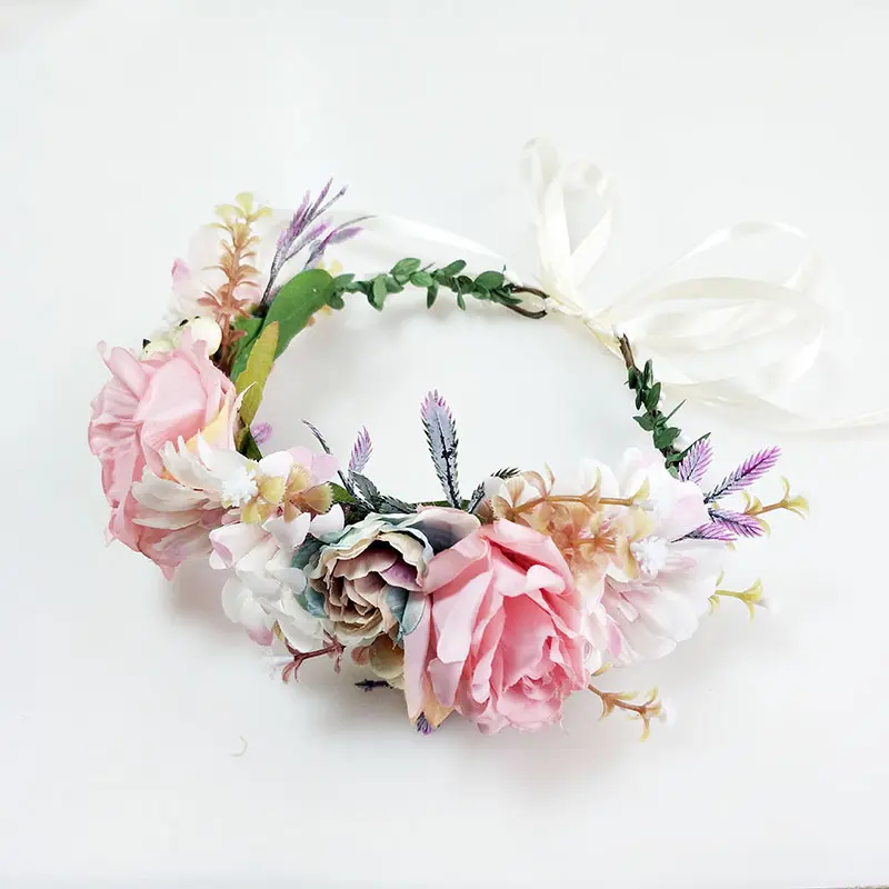 Fc926 Hera tùy chỉnh Bridal hoa Mũ sắt đẹp Rose Flower vương miện Wedding flower headband