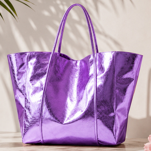 Borsa da Spiaggia Grande di Lusso OEM per Donna, Finitura Metallizzata, Impermeabile, con Logo e Motivo Personalizzabili - Product Image 5