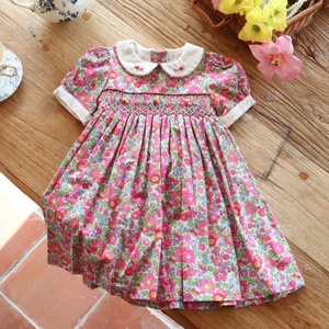 Vestido floral verano moda bebé Smocked vestidos <span class=keywords><strong>para</strong></span> <span class=keywords><strong>niñas</strong></span> encaje azul tul venta al por mayor niños <span class=keywords><strong>ropa</strong></span> personalizada - Product Image 1