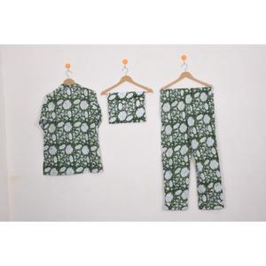 Nouvel ensemble de pyjama floral imprimé à la main pour femme, haut boutonné à manches longues et pantalon à taille élastique, tenue de détente - Product Image 2