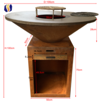 Foyer de barbecue classique en acier Corten avec magasin de bûches pour jardin extérieur
