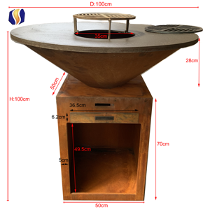 Pozo de fuego de barbacoa clásico de acero Corten con tienda de troncos para jardín al aire libre - Product Image 3