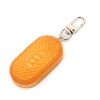 Mignon mini porte-clés en PVC de style européen 5x5cm, ornements alimentaires simulés, biscuits fourrés à la crème, pendentif pour sac de voiture