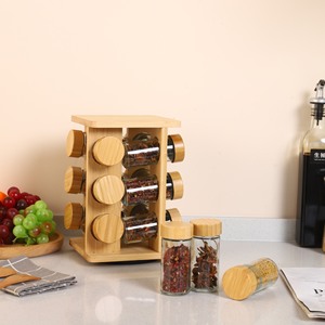 Étagère de <span class=keywords><strong>cuisine</strong></span> en bambou de haute qualité, directement de l'usine, étagère à épices en bambou, rotative - Product Image 4