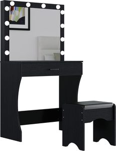 Ayna ve ışıklar ile soyunma tablo, ayarlanabilir ışıklar ile Vanity Set makyaj Vanity masa yatak odası için bir çekmece depolama - Product Image 3